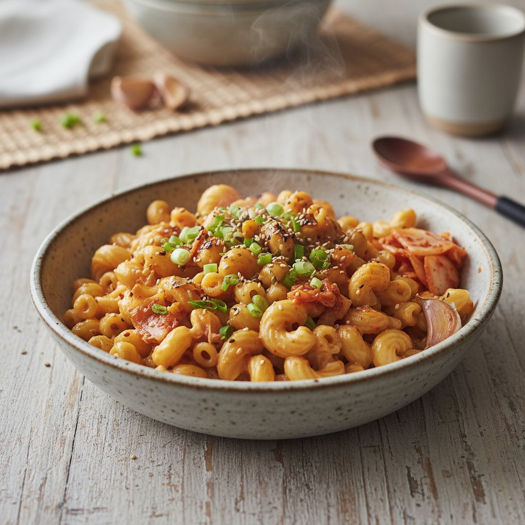 Creamy Korean Kimchi Mac and Cheese