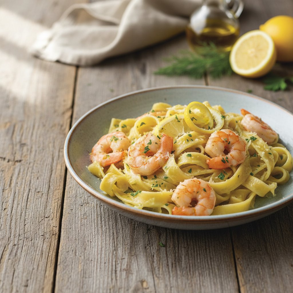 Creamy Lemon and Shrimp Pappardelle