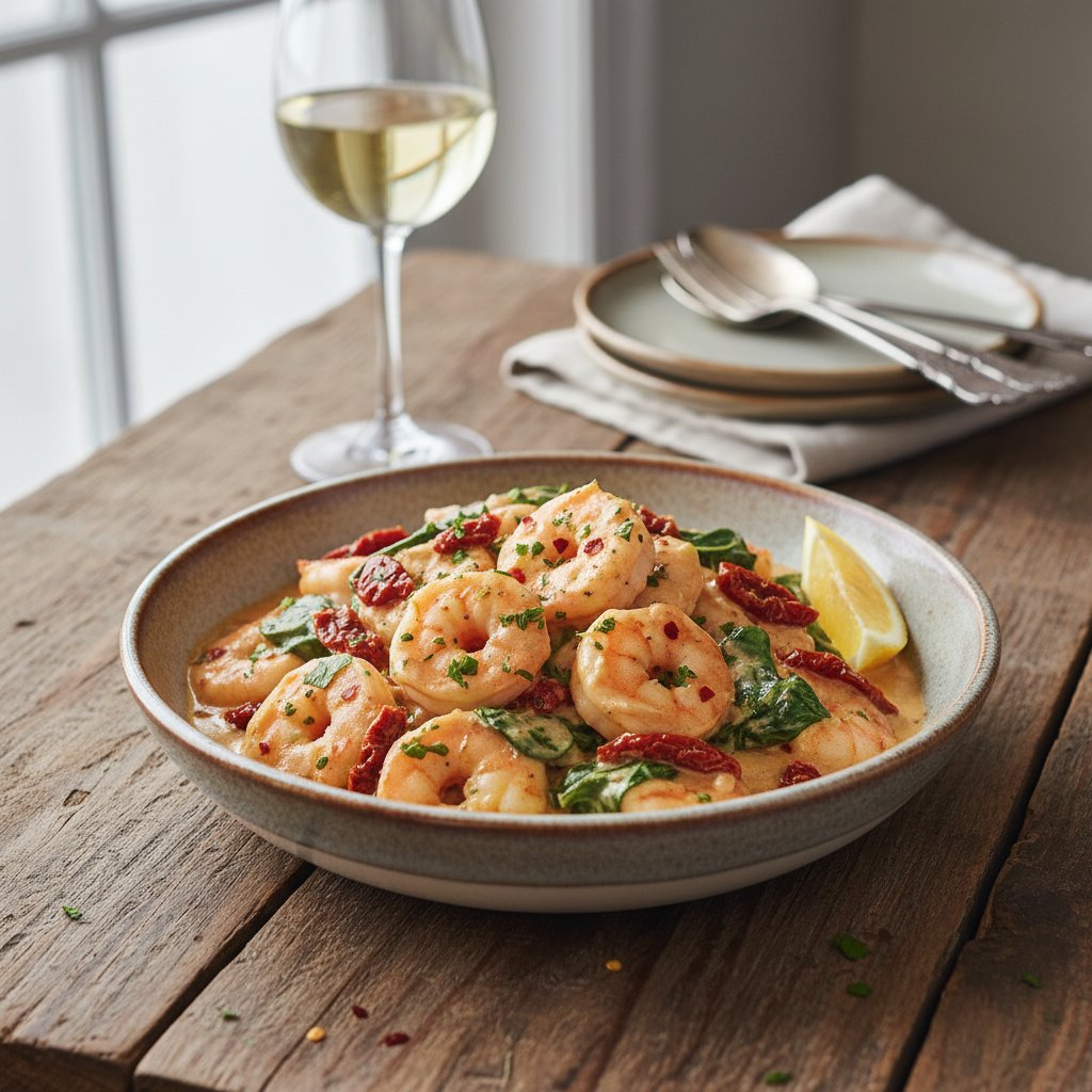 Creamy Tuscan Garlic Shrimp with Sun-Dried Tomatoes
