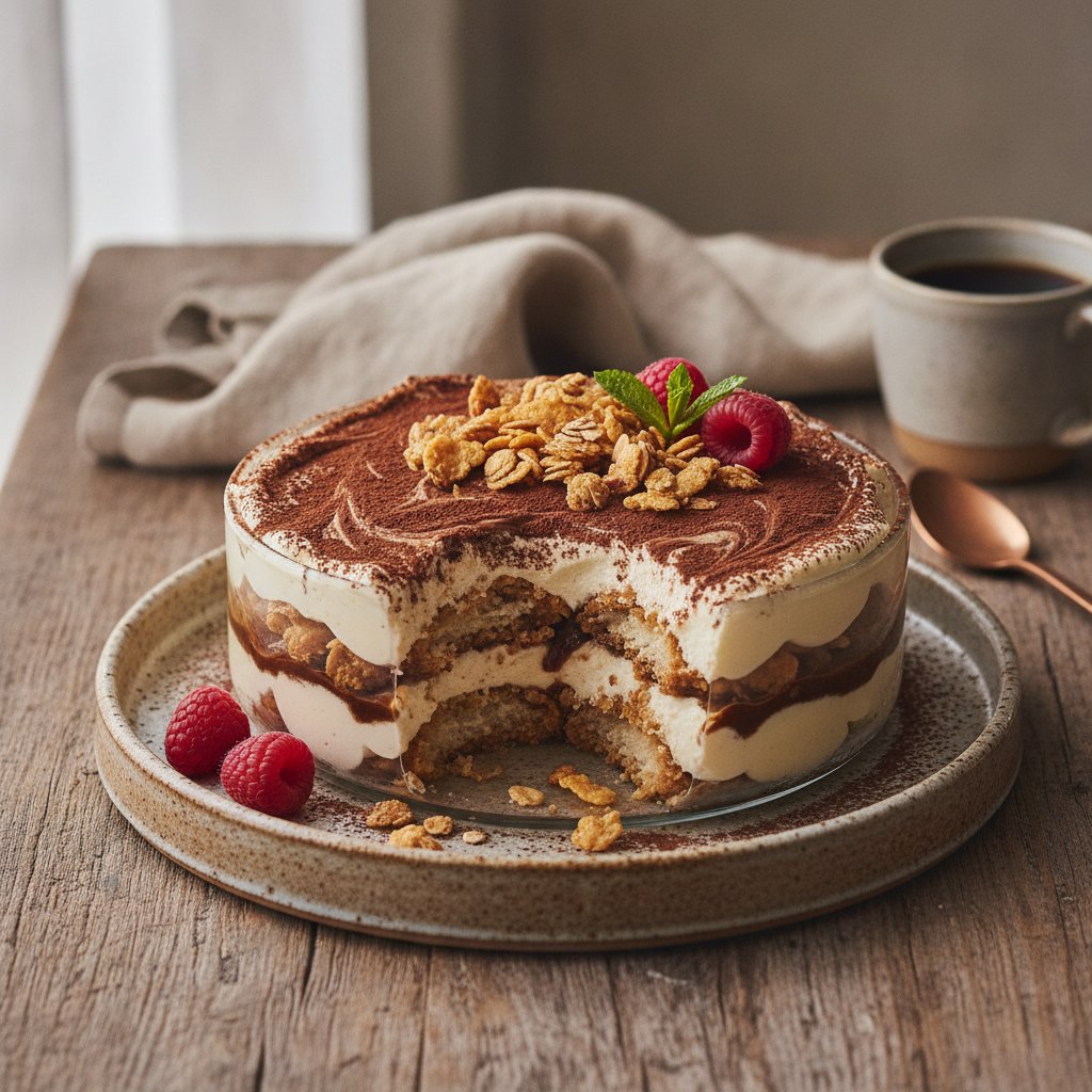 Crispy Cereal Milk Tiramisu with Espresso Marsala Layers