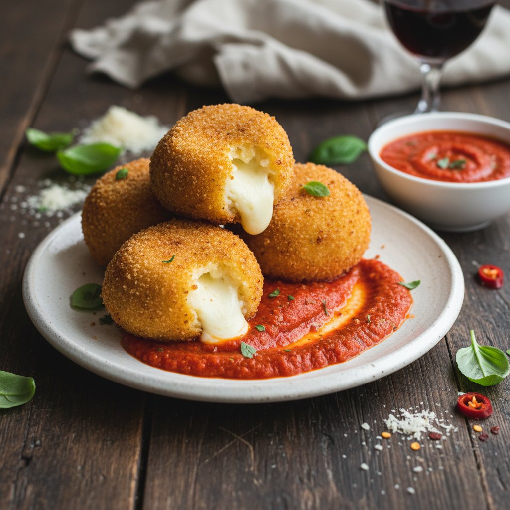 Crispy Italian Arancini with Marinara Sauce