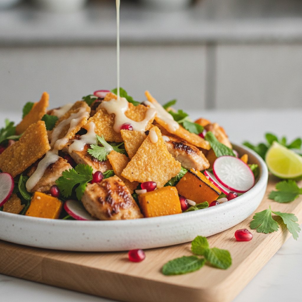 Crispy Rice Chicken Pumpkin Salad
