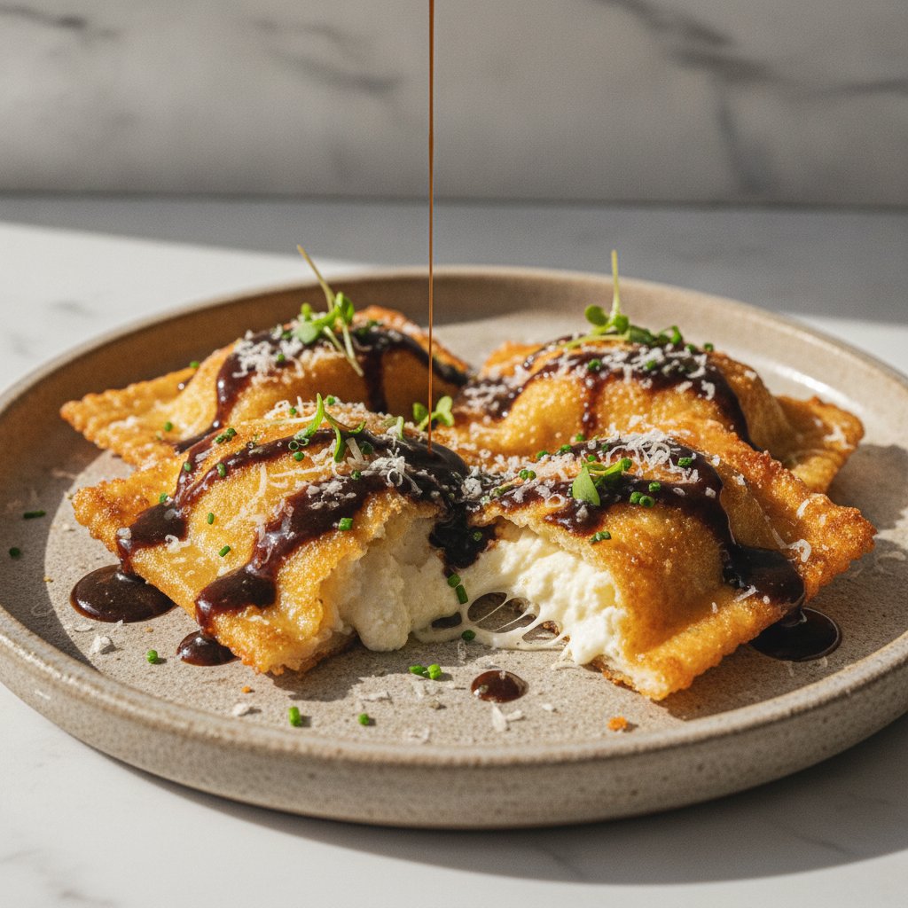 Crispy Truffle-Parmesan Rice Paper Ravioli