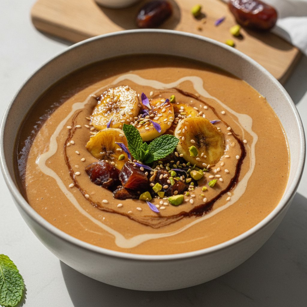 Tazón de batido de dátil y tahini