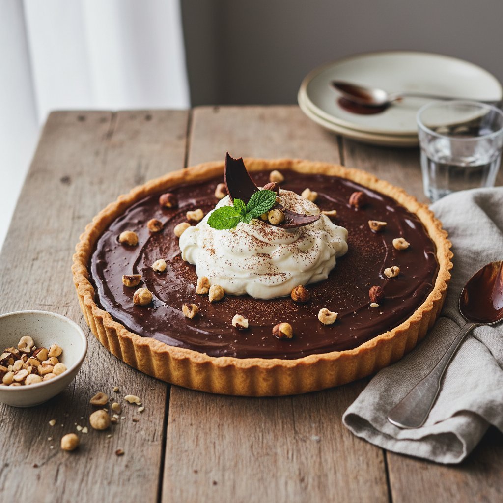 Decadent Chocolate and Hazelnut Tart with Whipped Mascarpone Cream