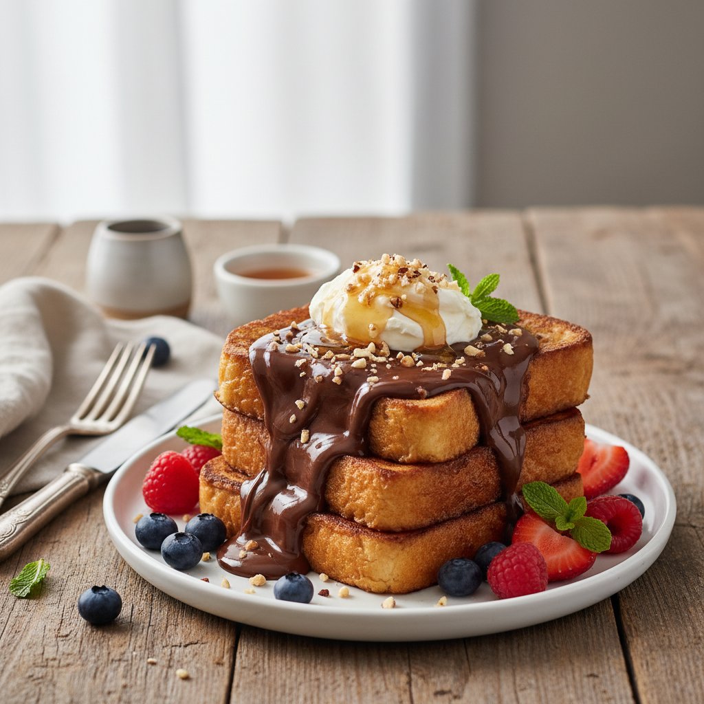 Decadent Chocolate Hazelnut French Toast with Honeyed Mascarpone