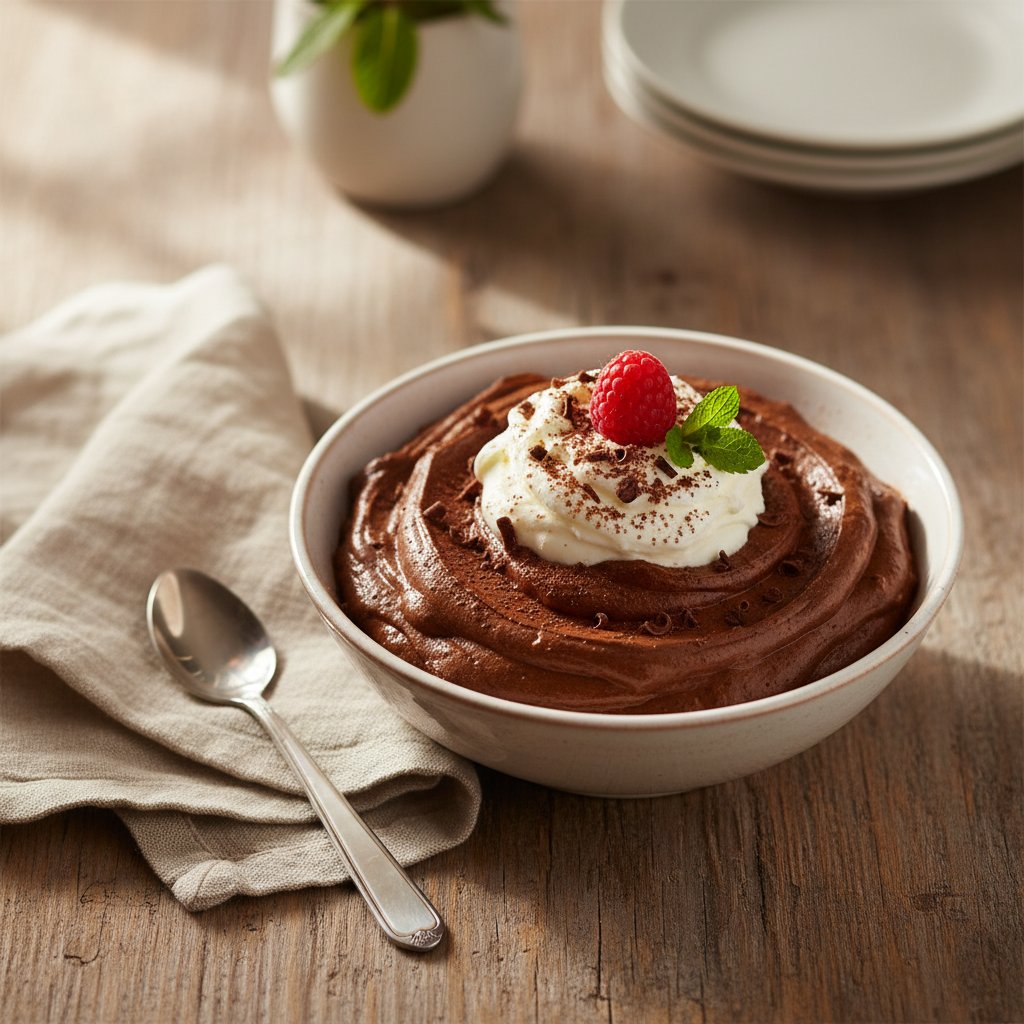 Decadent French Chocolate Mousse with Whipped Cream