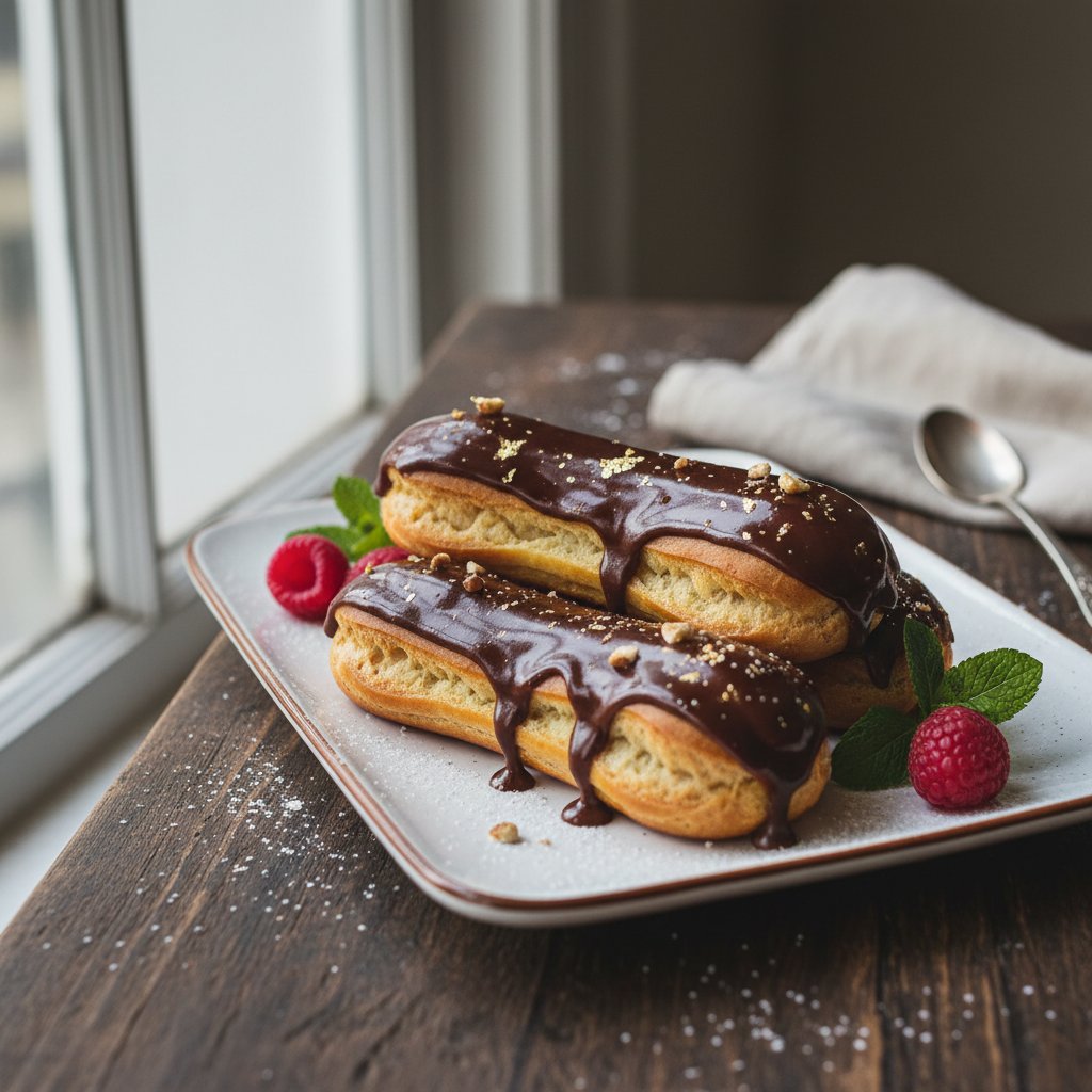 Decadent French Éclairs with Chocolate Glaze