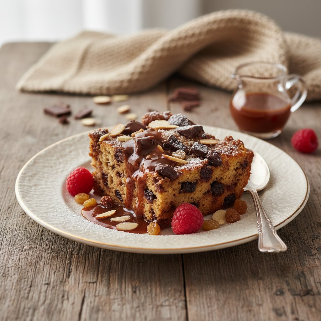 Decadent Italian Chocolate and Amaretto Bread Pudding