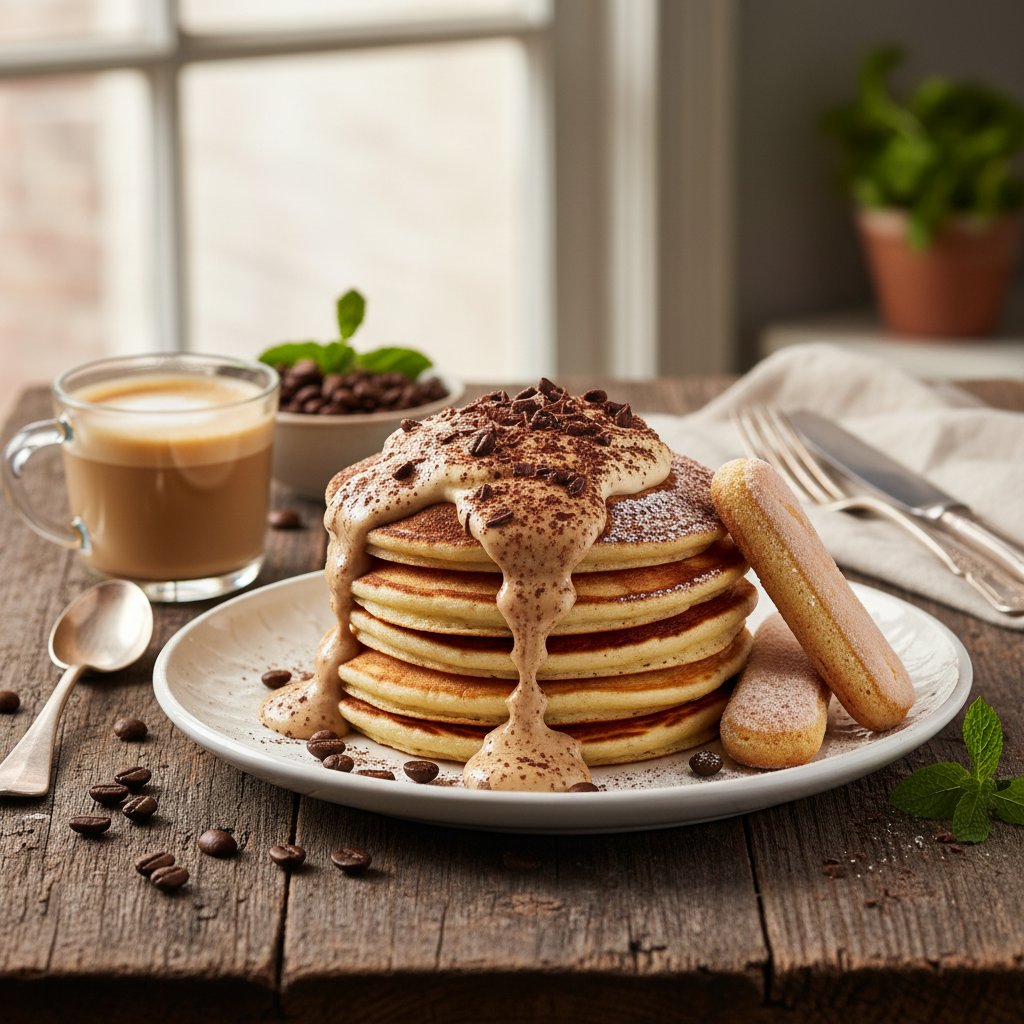 Decadent Italian Tiramisu Breakfast Pancakes