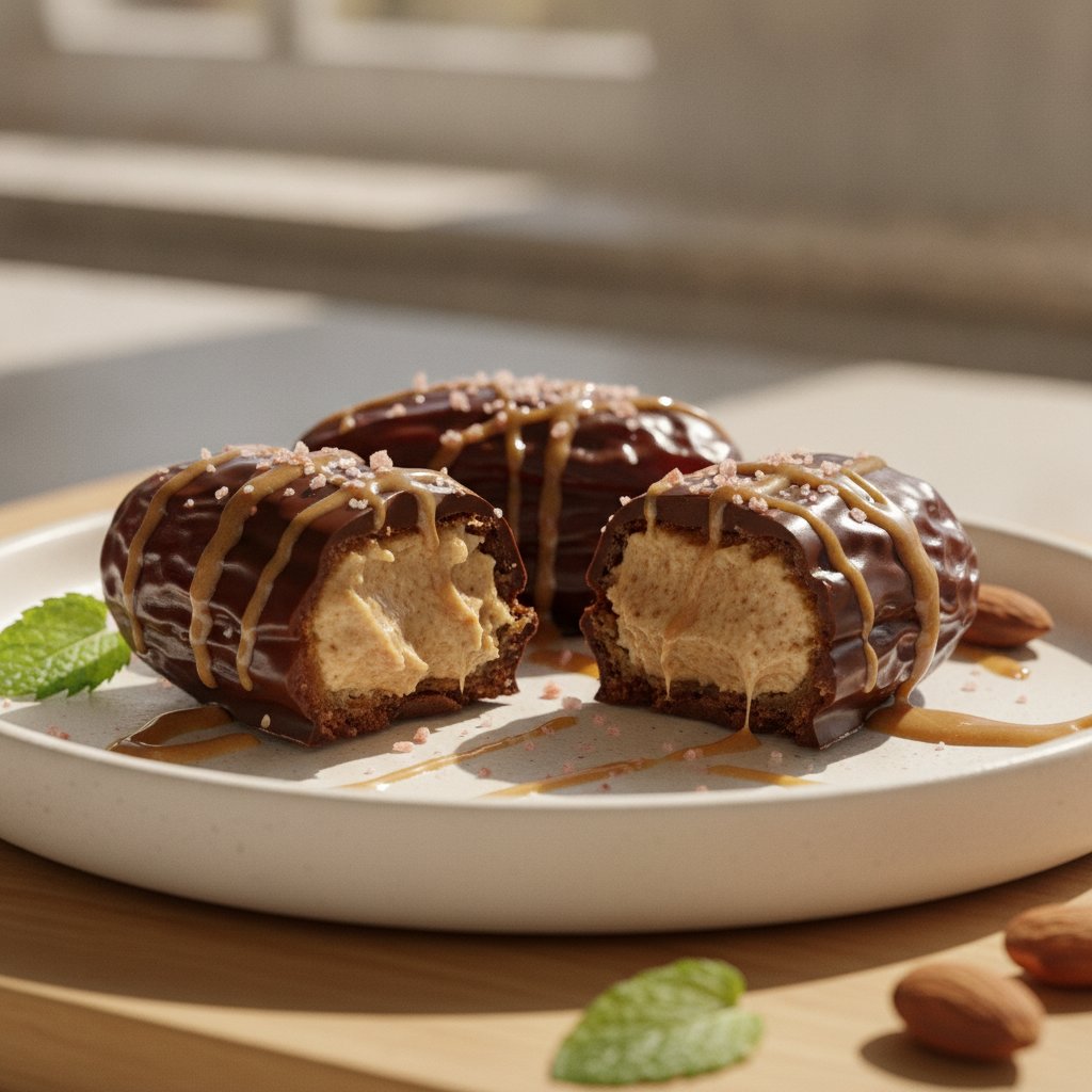 Decadent Nut-Butter Stuffed Date Chocolates with Himalayan Sea Salt