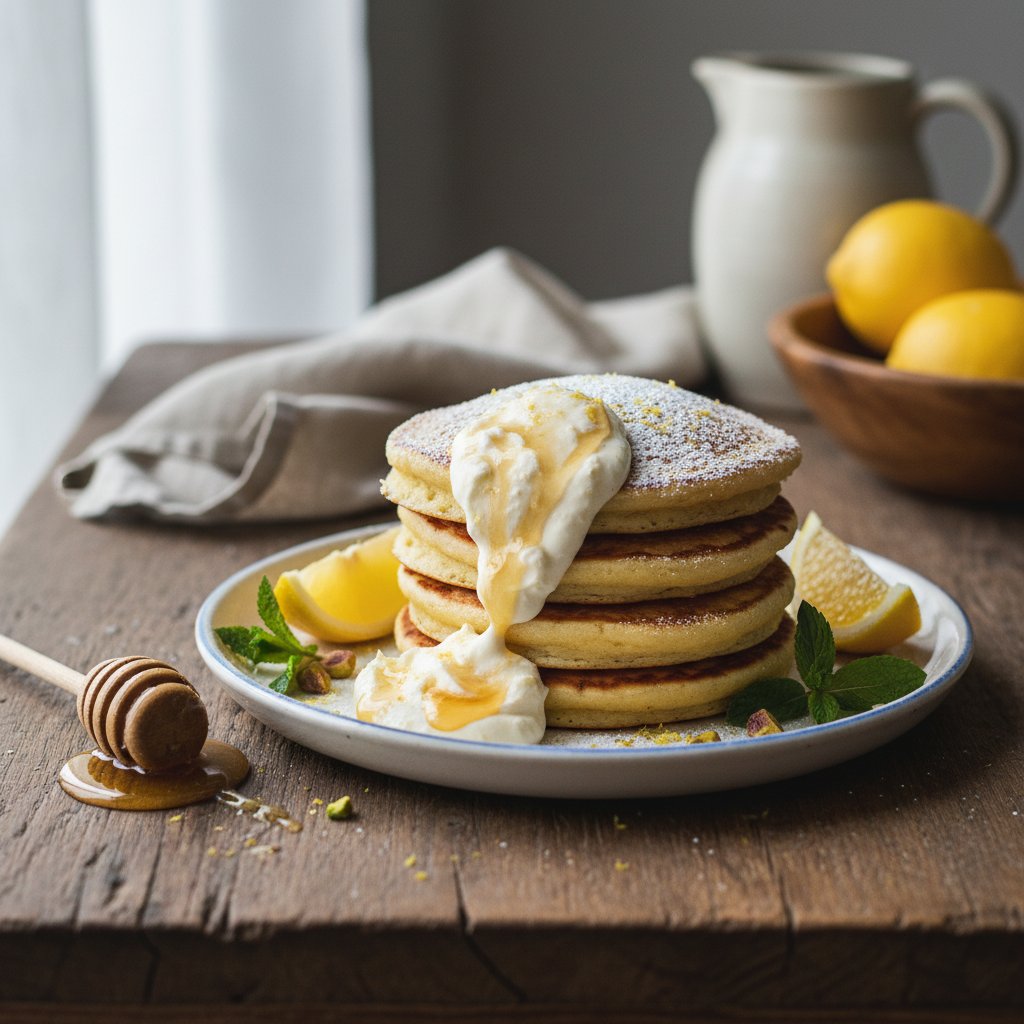 Decadent Sicilian Lemon and Ricotta Pancakes with Honeyed Mascarpone
