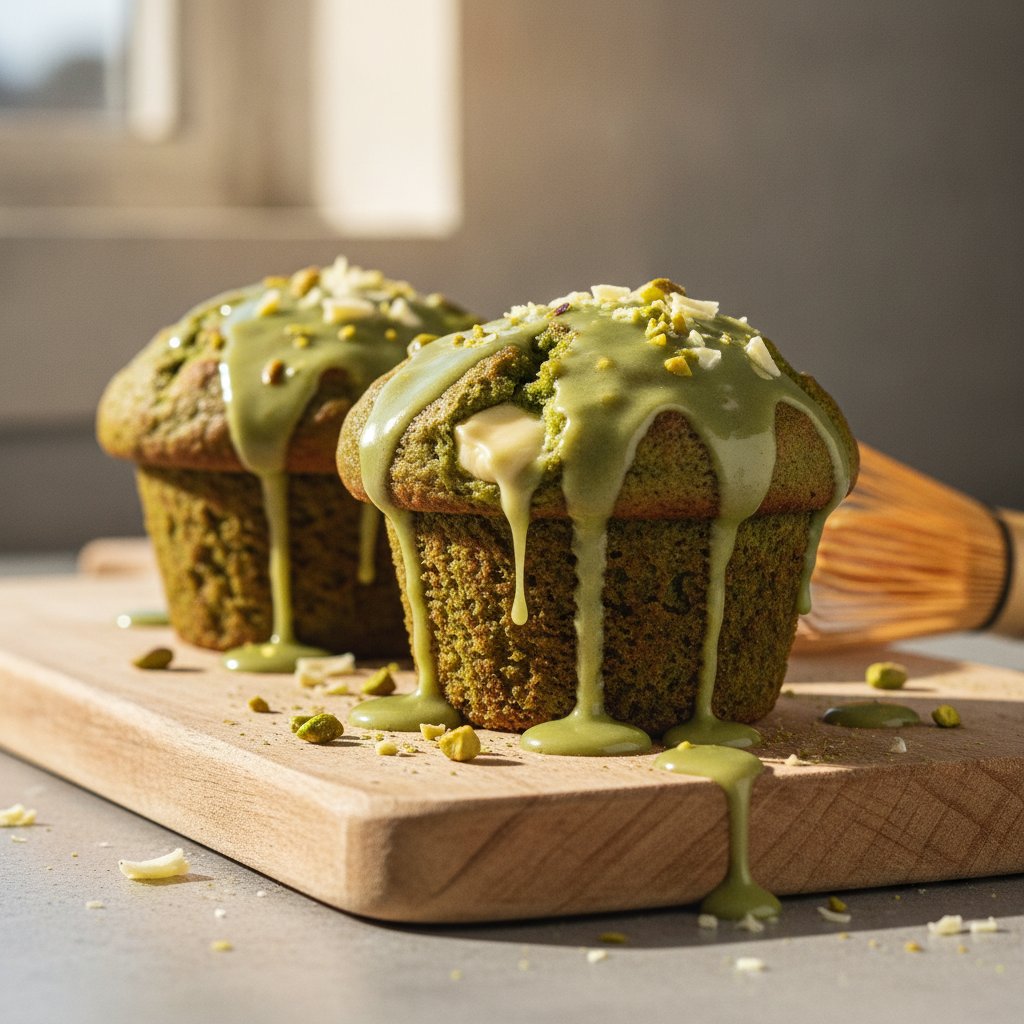 Dreamy Matcha & White Chocolate Breakfast Muffins