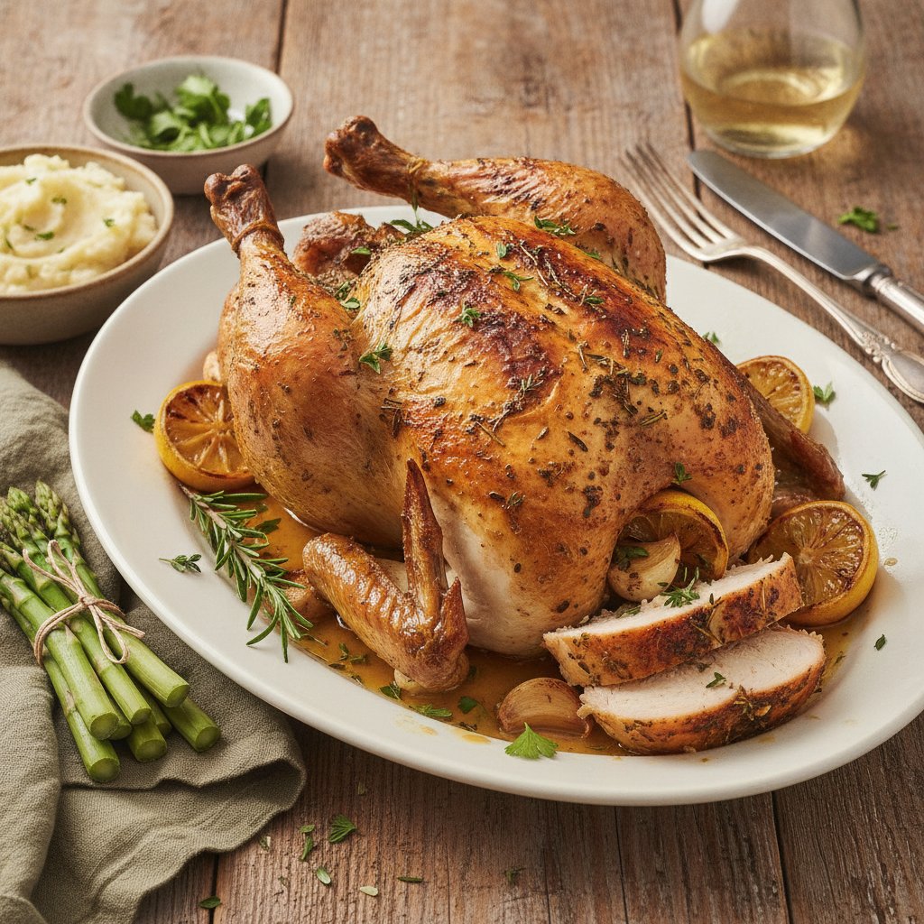 Elegant Herb-Roasted Chicken with Lemon and Garlic
