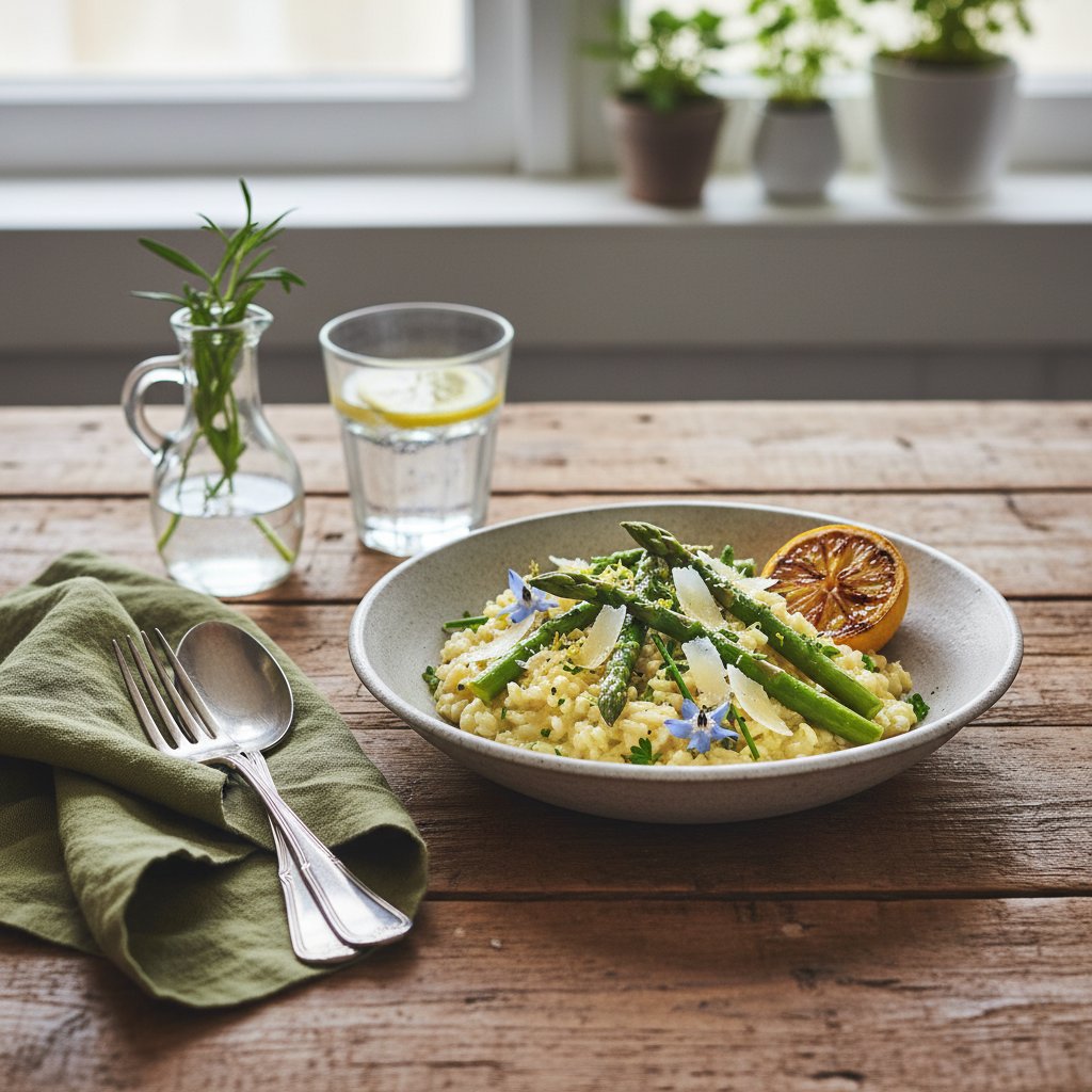 Elegant Lemon Herb Risotto with Asparagus and Parmesan