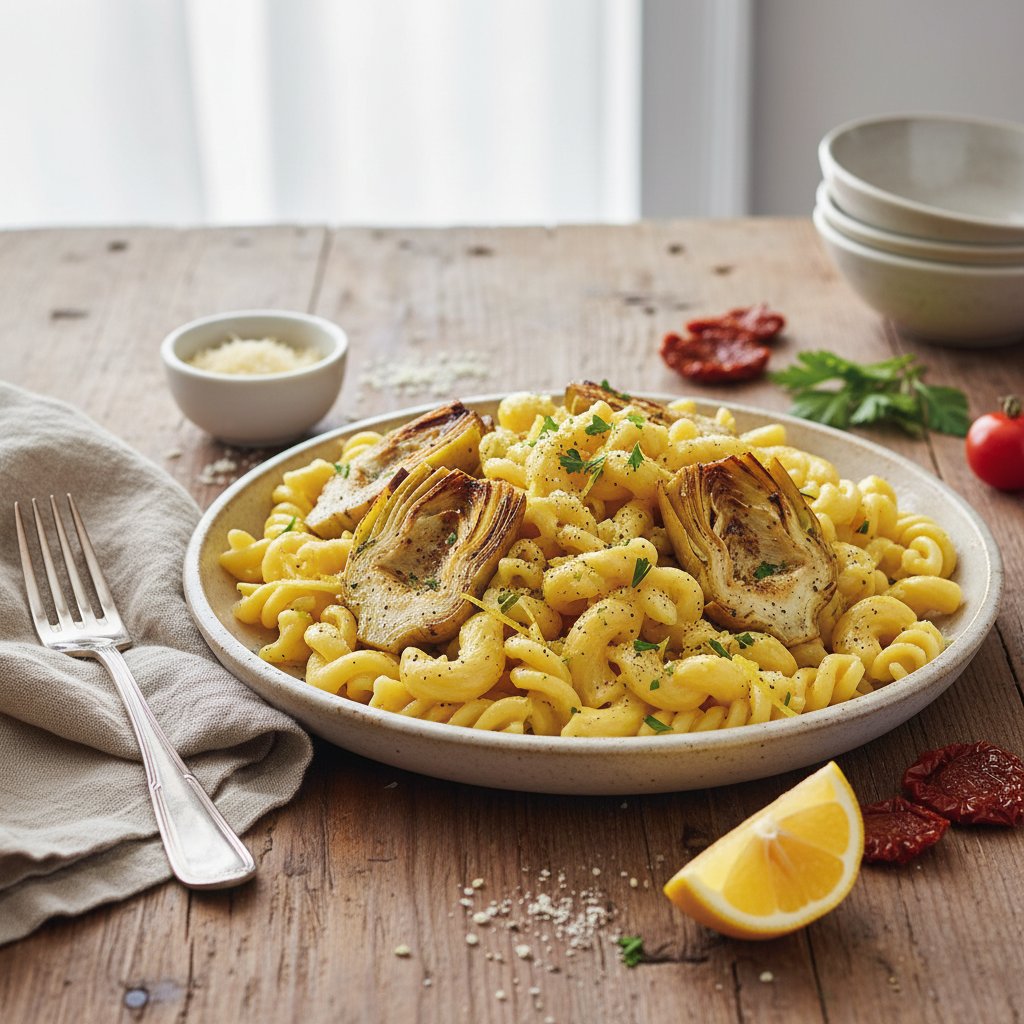 Elegant Lemon Ricotta Pasta with Grilled Artichokes