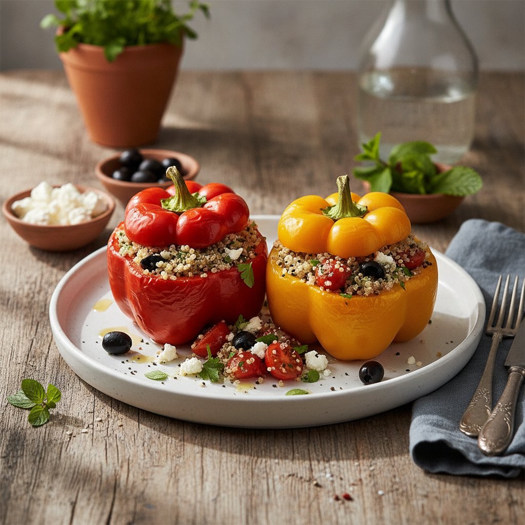 Elegant Mediterranean Stuffed Peppers with Herbed Quinoa