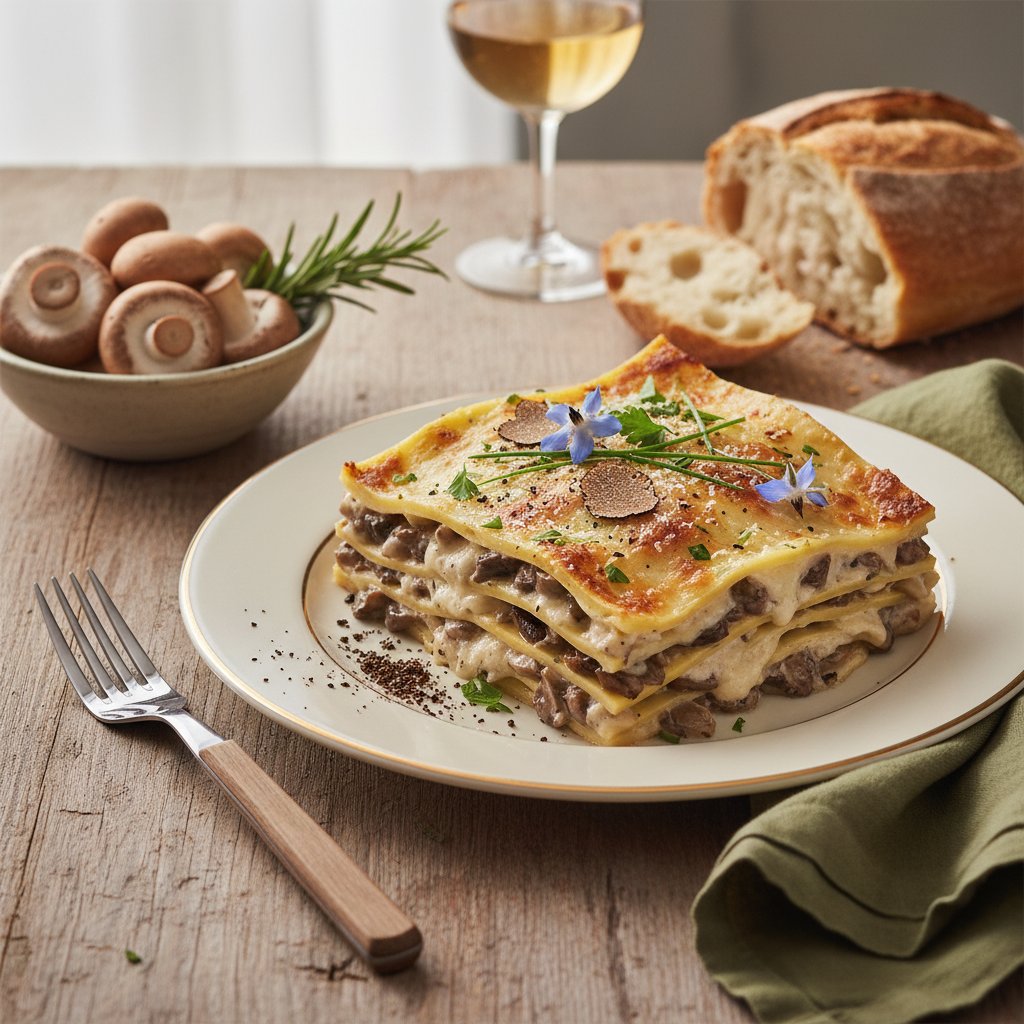 Elegant Truffle-Infused Mushroom Lasagna with Fresh Herbs