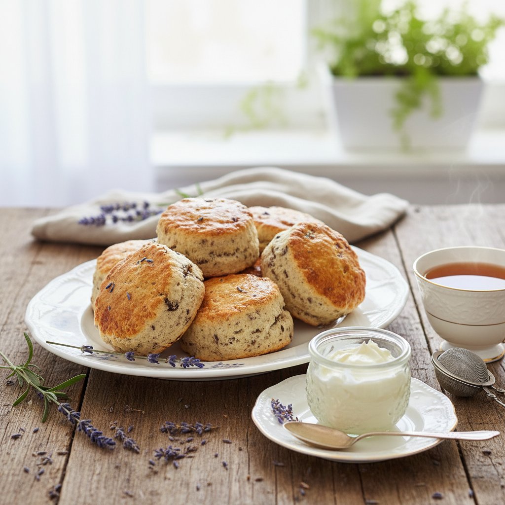 English Earl Grey and Lavender Scones with Clotted Cream