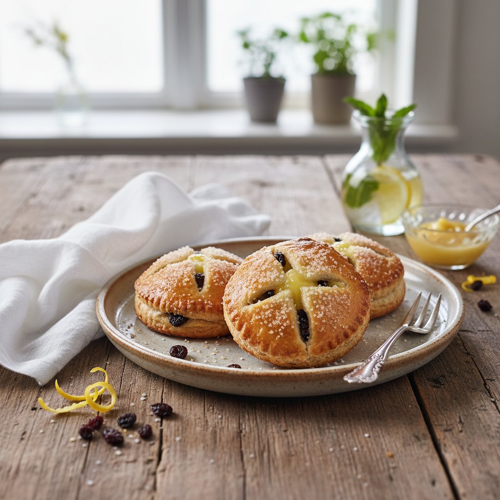 English Eccles Cakes with Lemon and Currant Filling