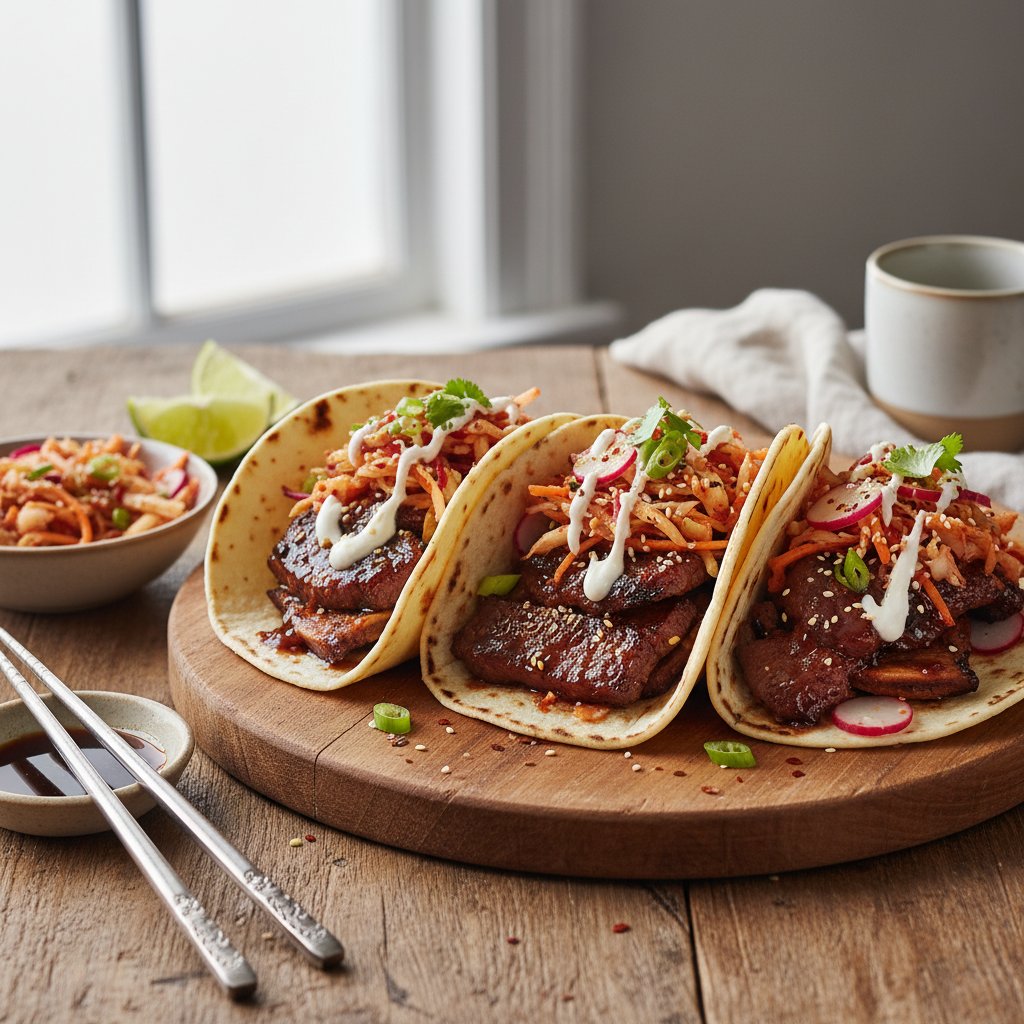 Fiery Korean BBQ Taco Fusion with Spicy Kimchi Slaw