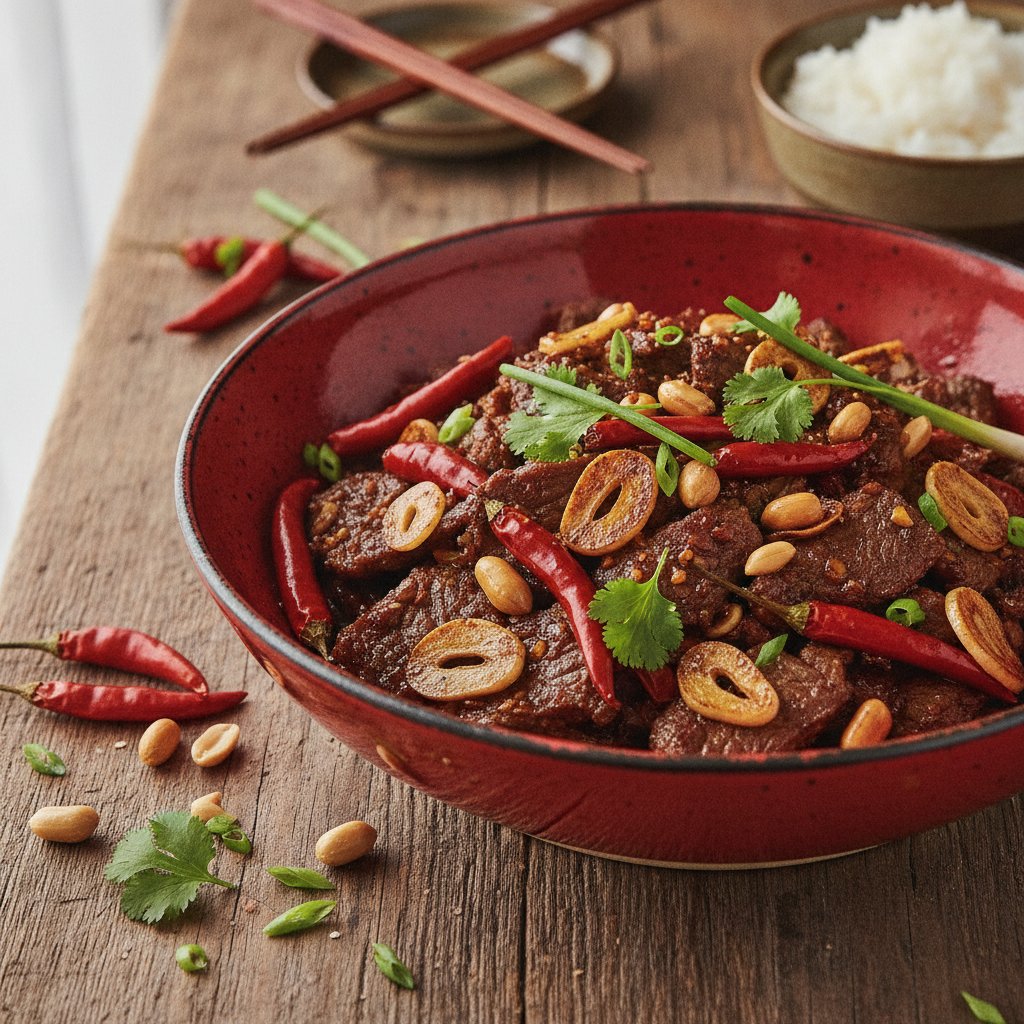 Fiery Sichuan Beef with Chilies and Garlic