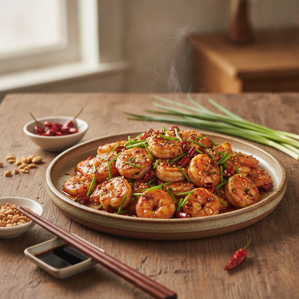 Fiery Sichuan Pepper Shrimp with Garlic Chives