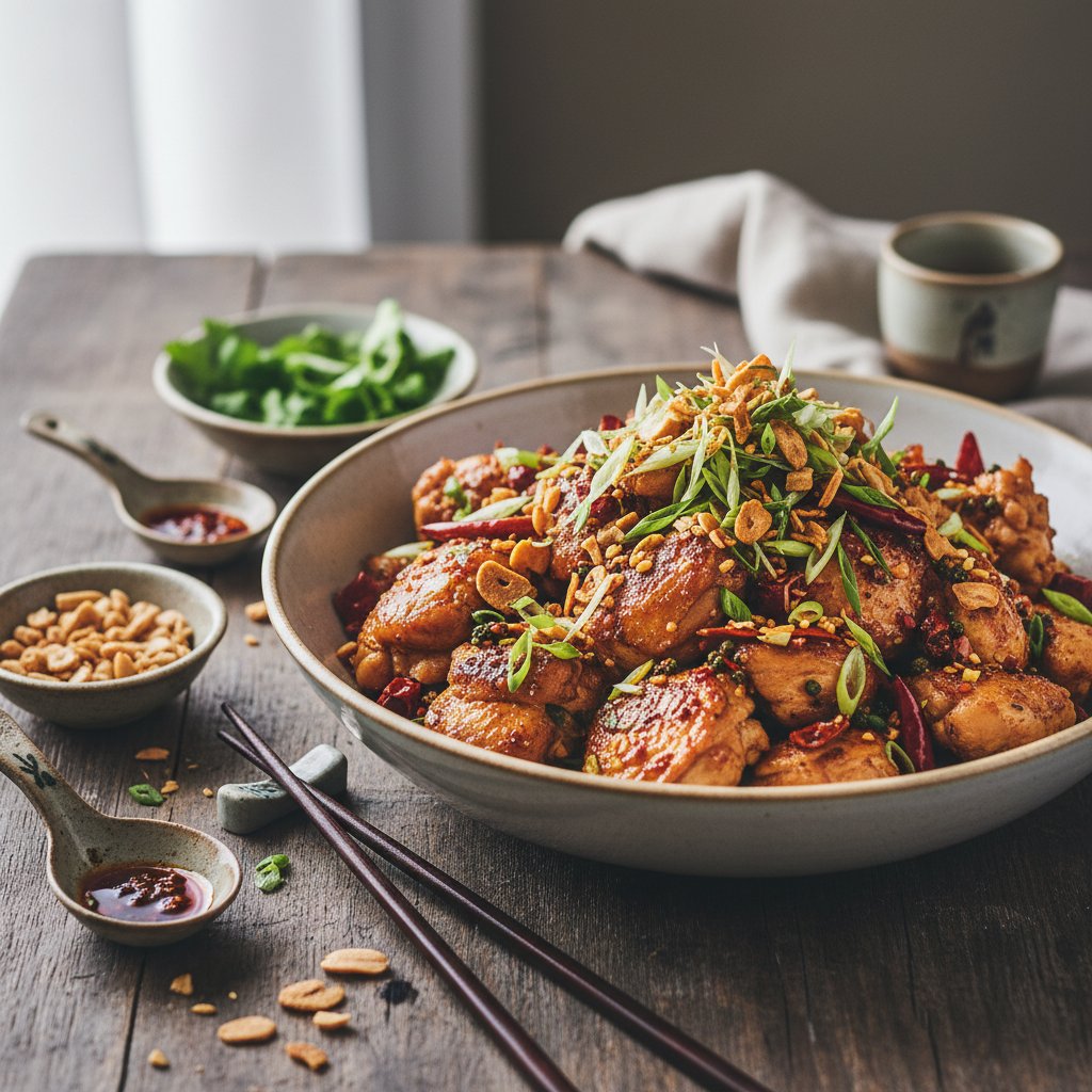 Fiery Sichuan Peppercorn Chicken with Garlic Scallion Oil