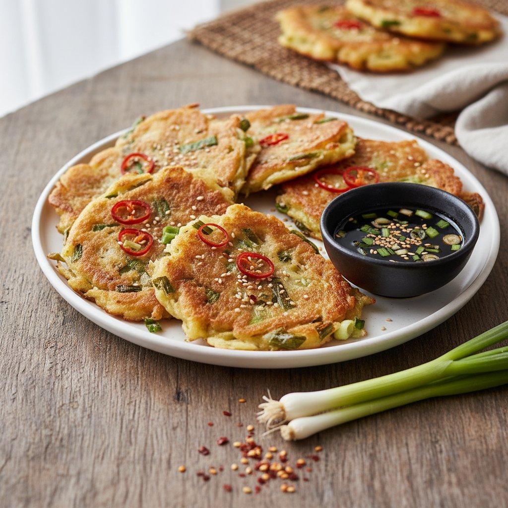 Flaky Korean Pajeon Scallion Pancakes
