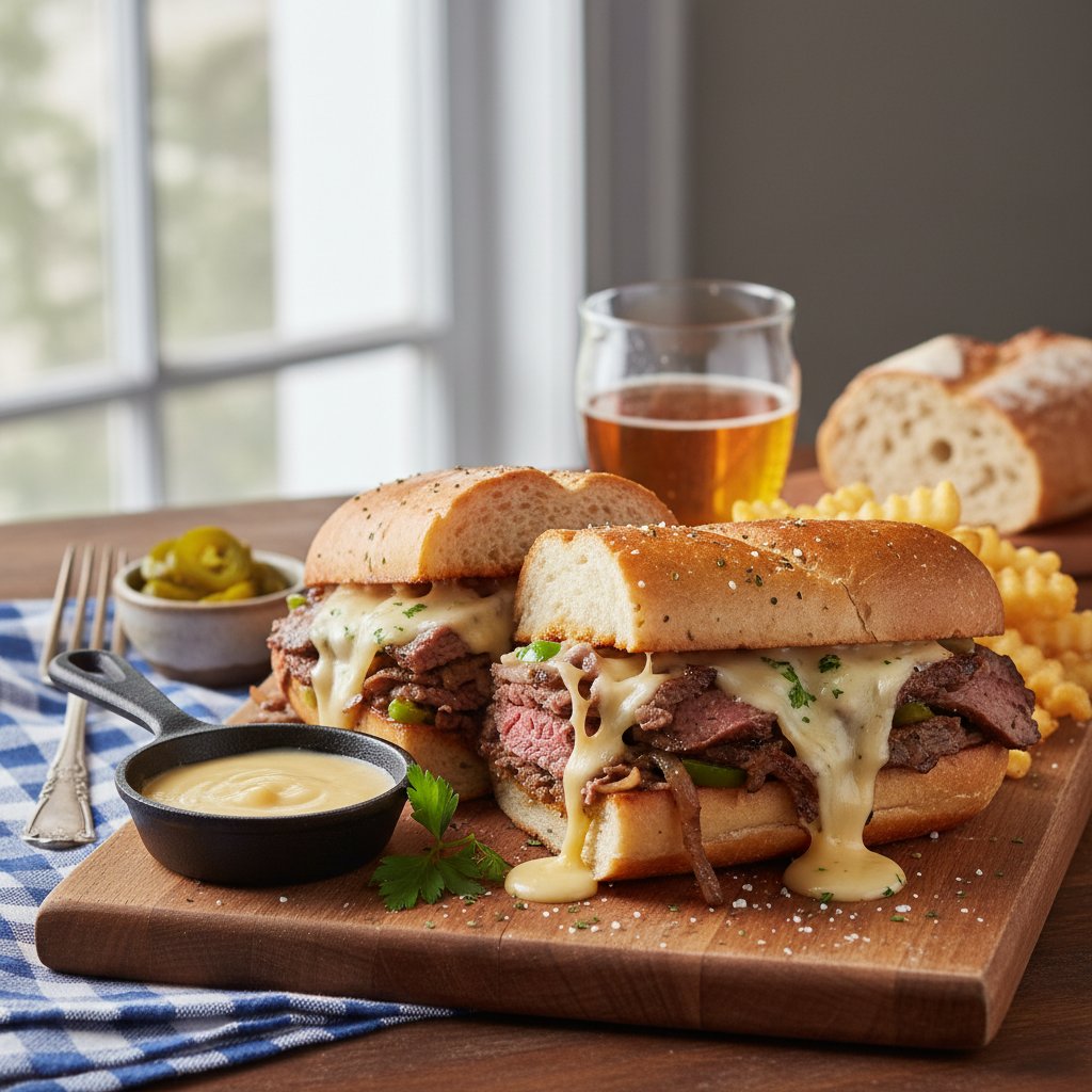 Flavorful American Philly Cheesesteak Sandwich