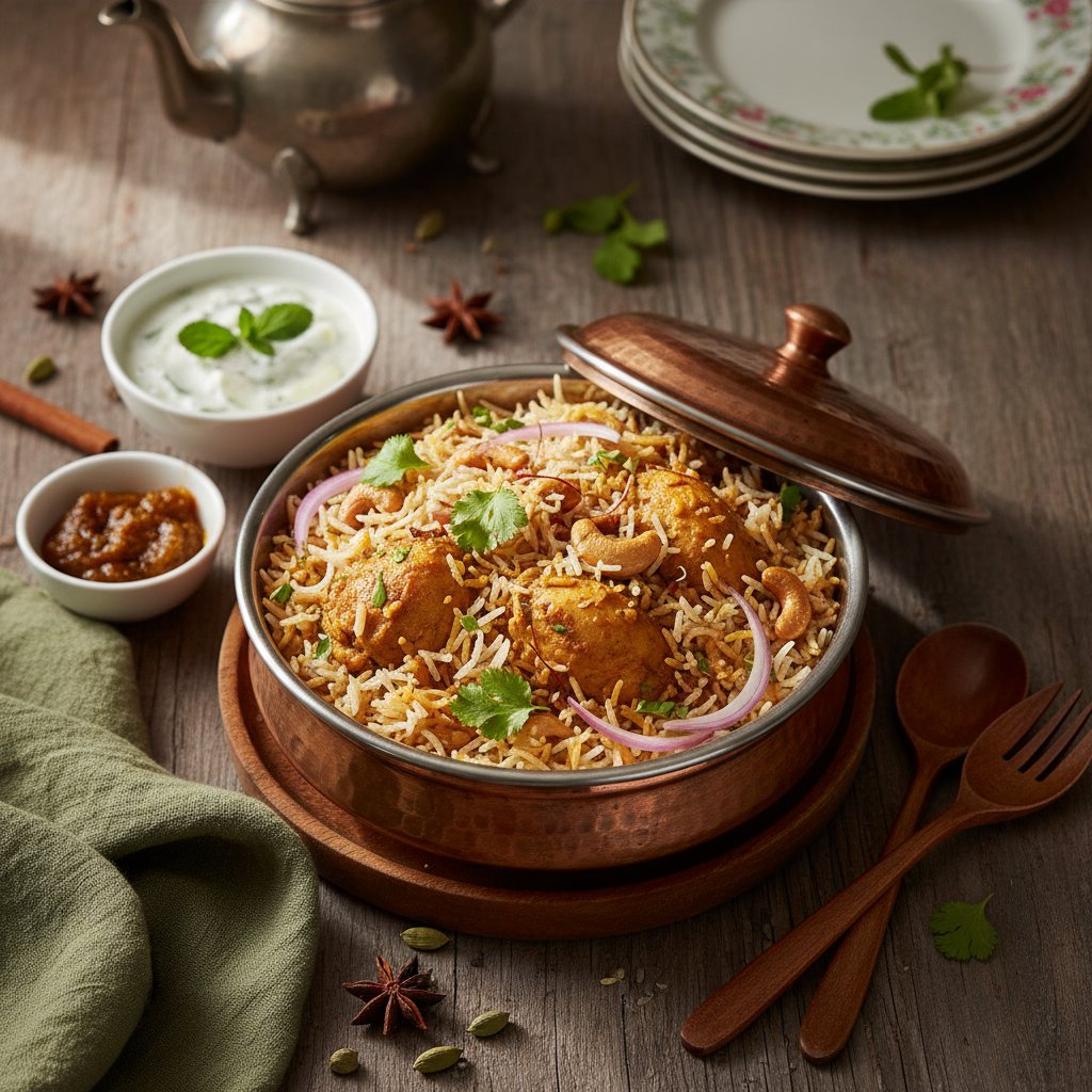 Fragrant Indian Chicken Biryani with Cashews