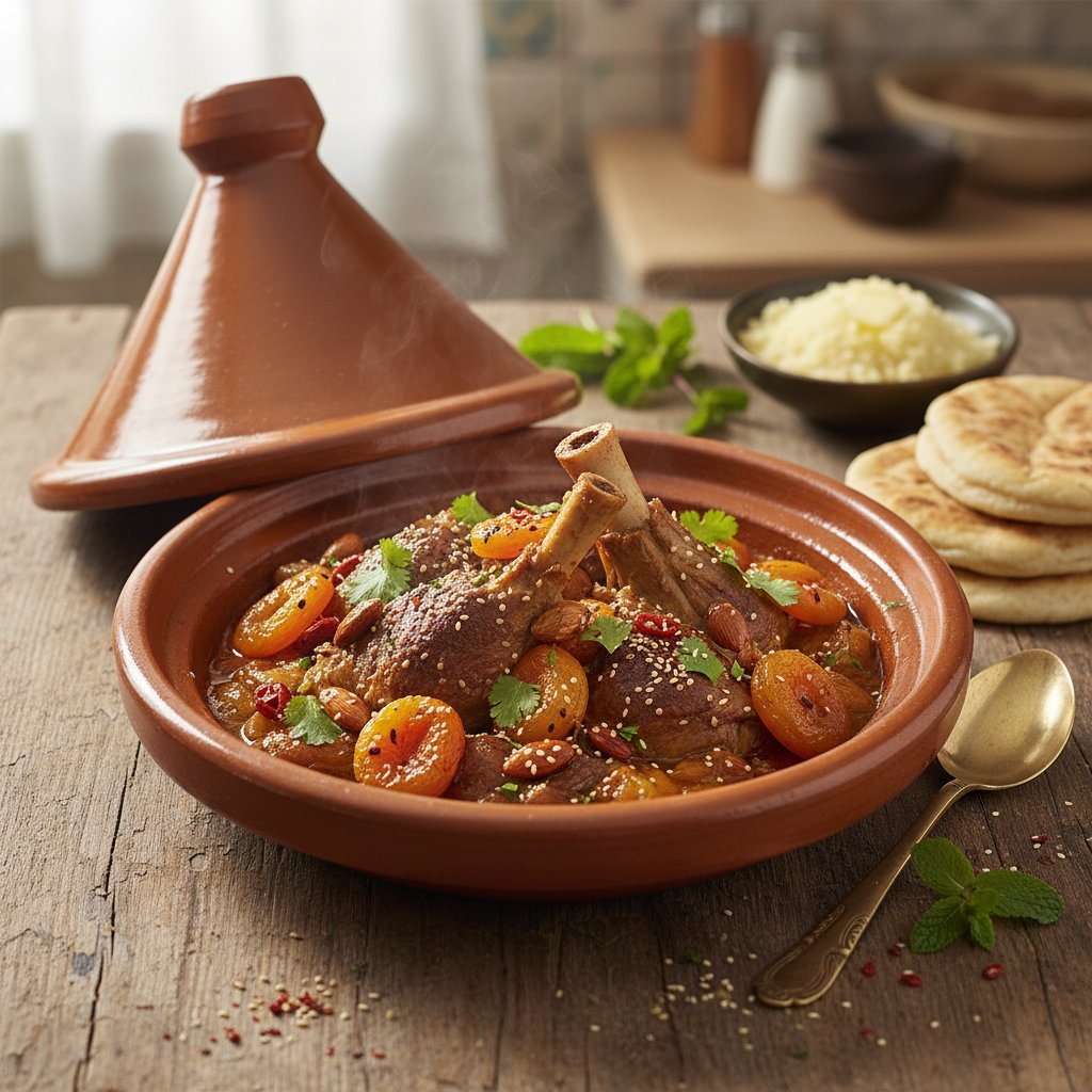 Fragrant Moroccan Lamb Tagine with Apricots and Almonds