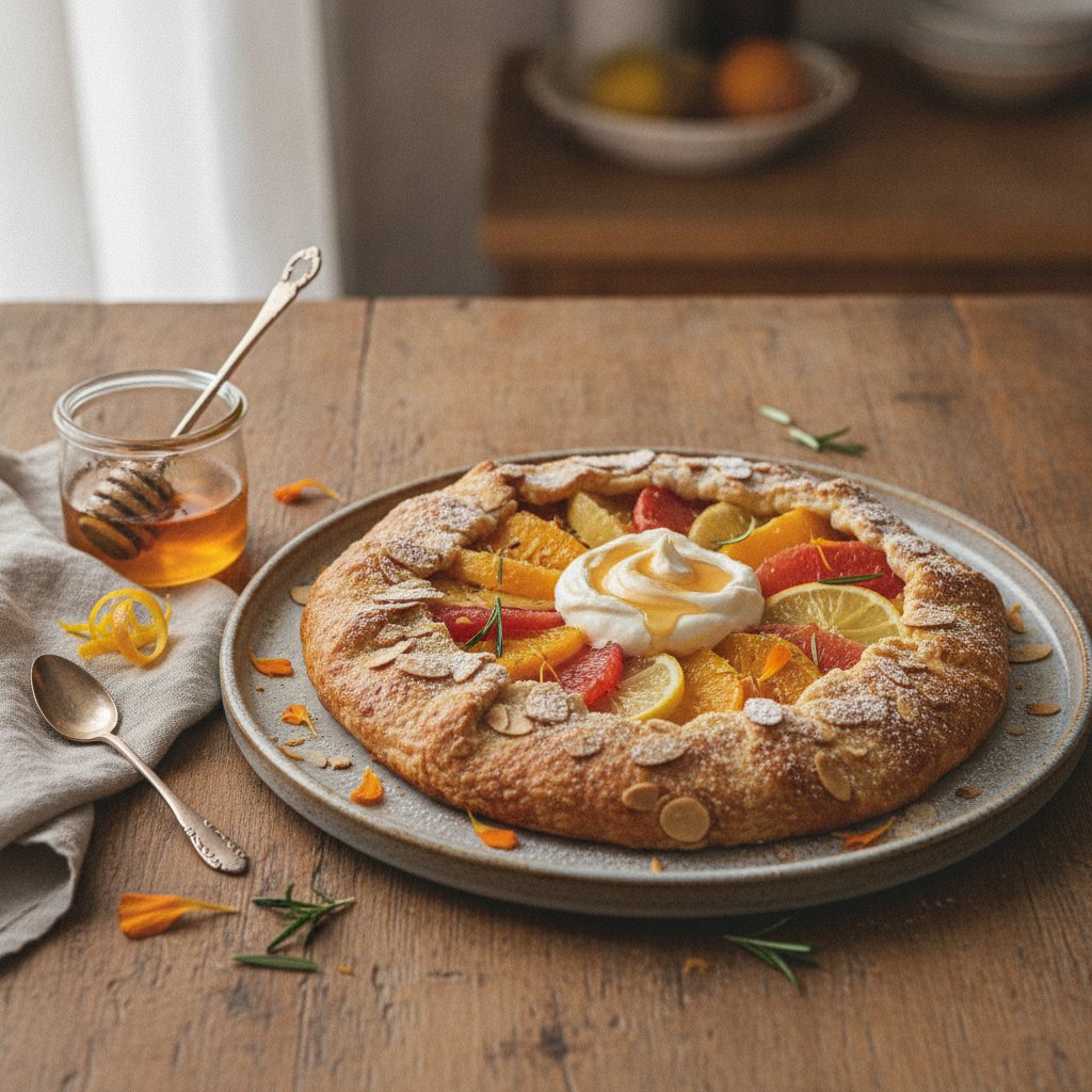 French Almond-Citrus Galette with Honeyed Mascarpone