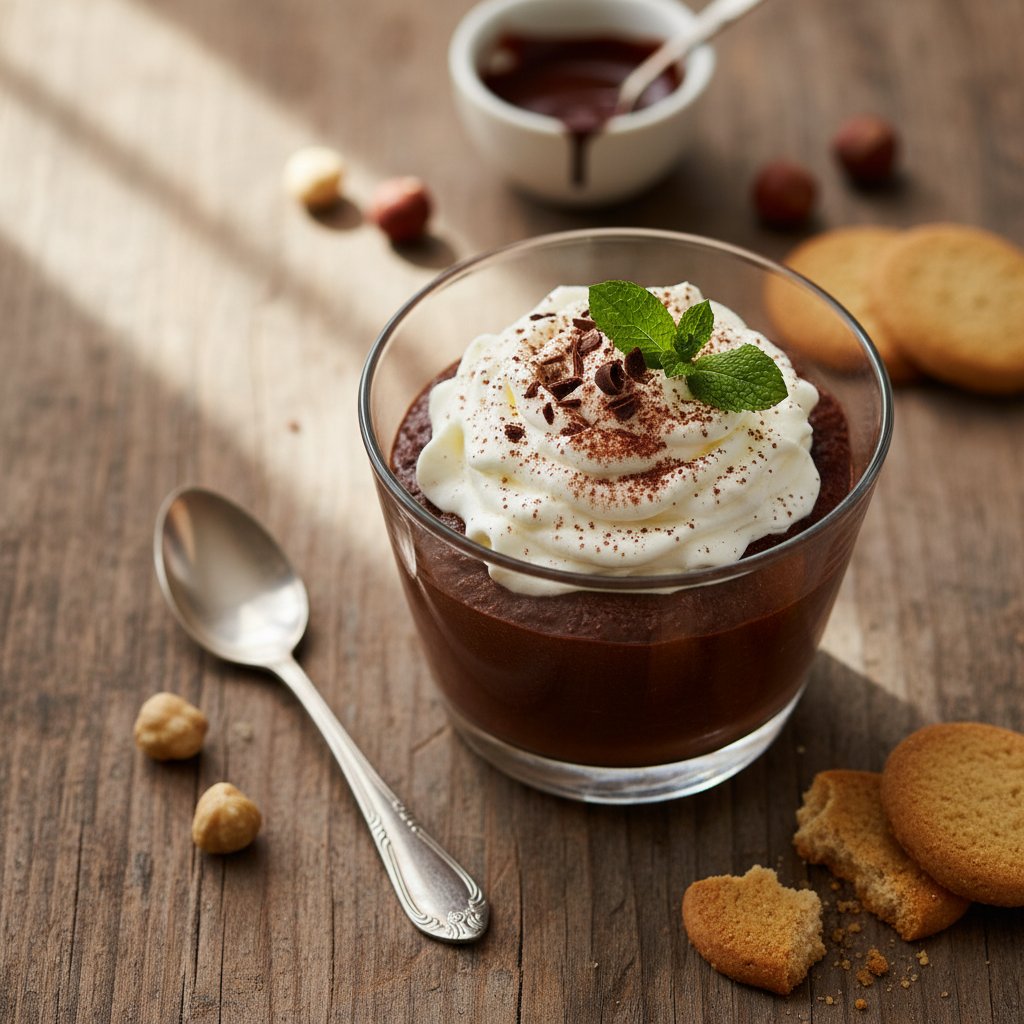 French Chocolate Mousse with Whipped Cream