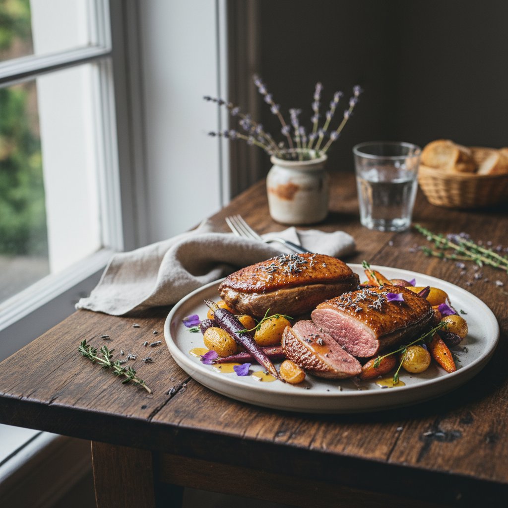 French Lavender and Honey Glazed Duck Breast