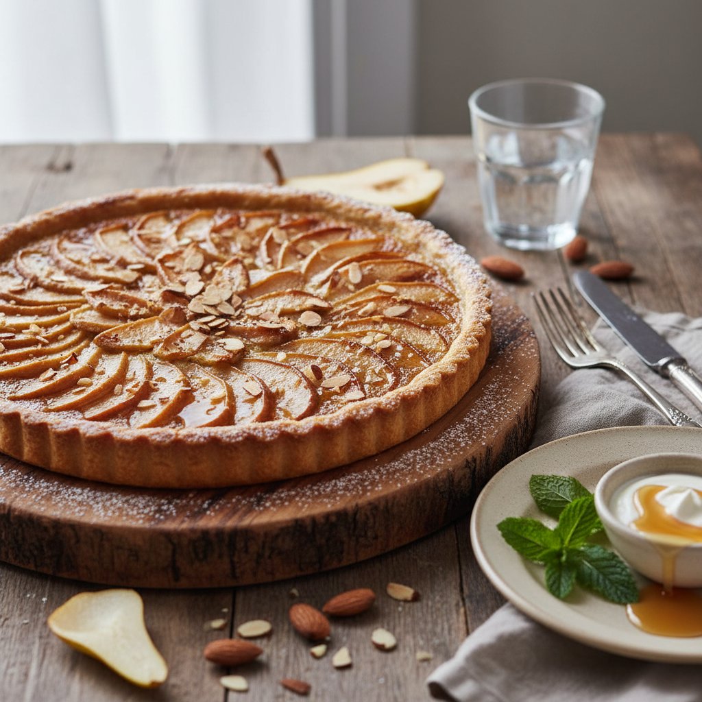 French Maple-Glazed Almond Pear Tart