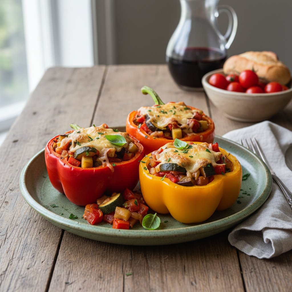 French Ratatouille-Stuffed Bell Peppers