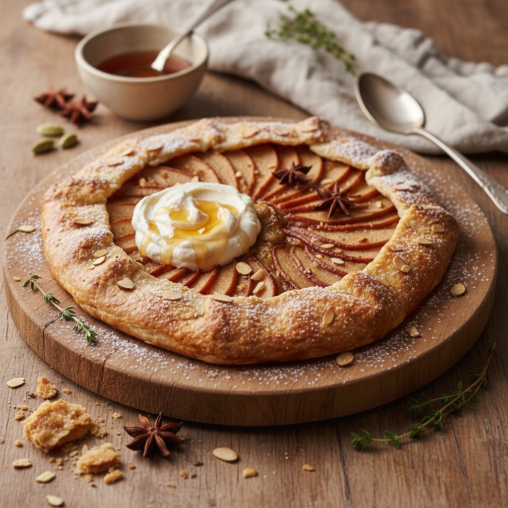 French Spiced Pear and Almond Galette with Honeyed Mascarpone
