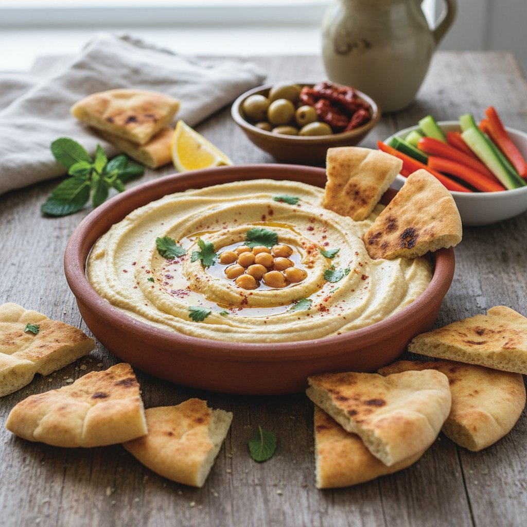 Fresh Mediterranean Hummus with Pita