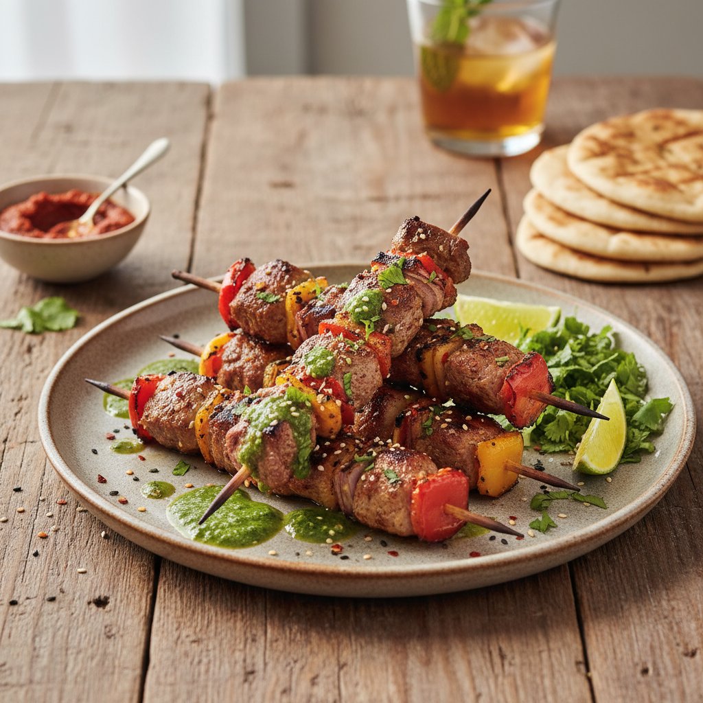 Global Street-Style Spicy Lamb Skewers with Zesty Herb Drizzle