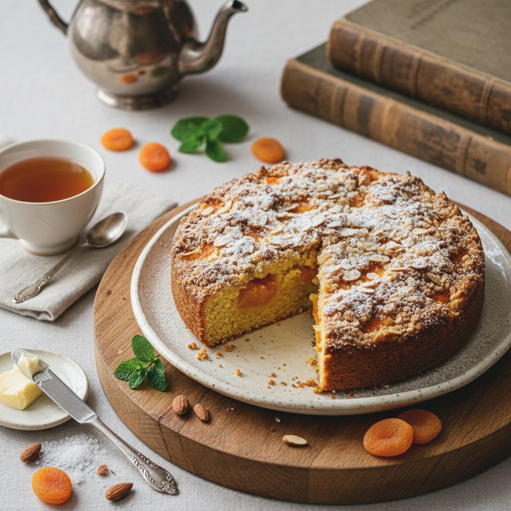 Golden Apricot Tea Cake with Almond Streusel