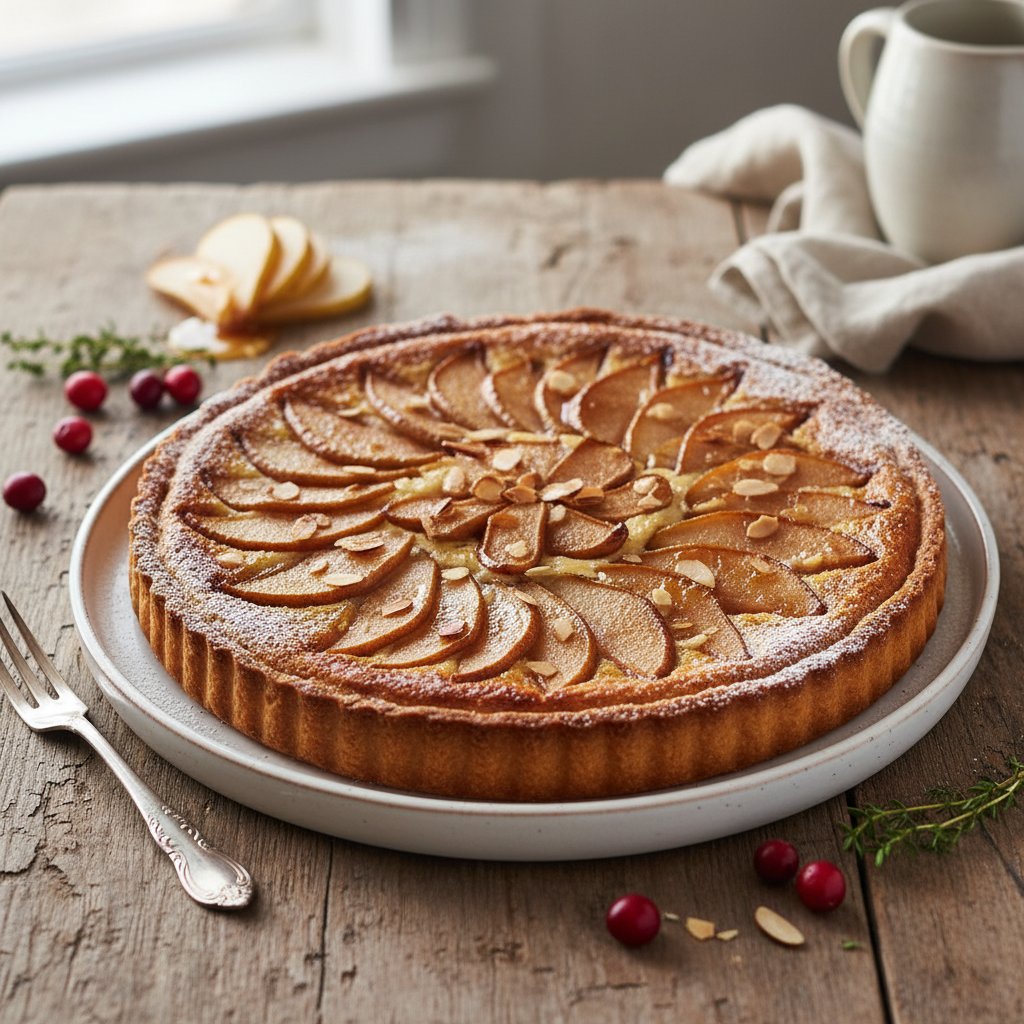Golden French Pear Tart with Almond Cream