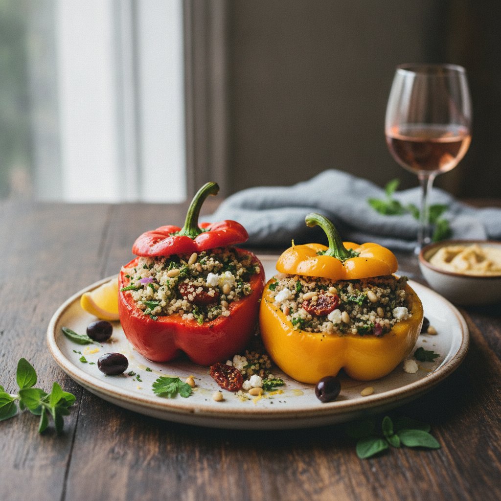 Gourmet Mediterranean Stuffed Bell Peppers with Herbed Quinoa
