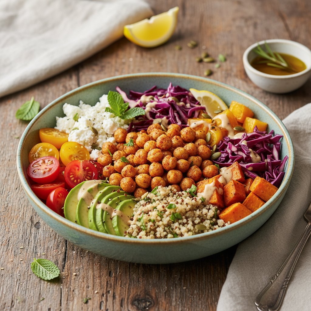 Healthy Buddha Bowl with Roasted Chickpeas