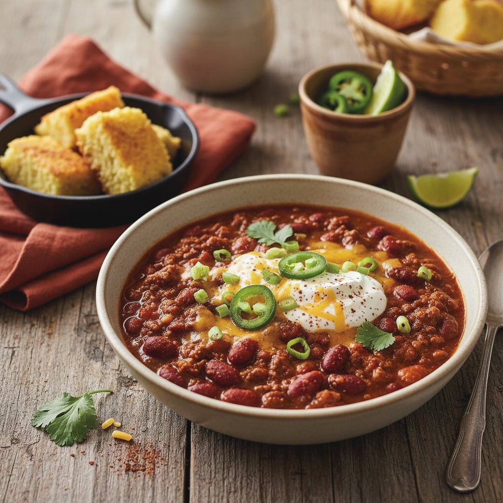 Hearty American Chili con Carne with Jalapeños