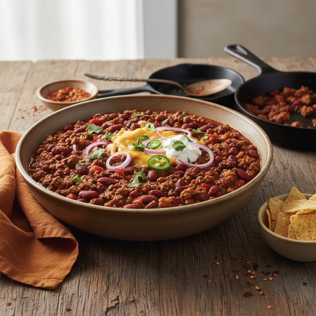 Hearty American Chili with Ground Beef and Beans