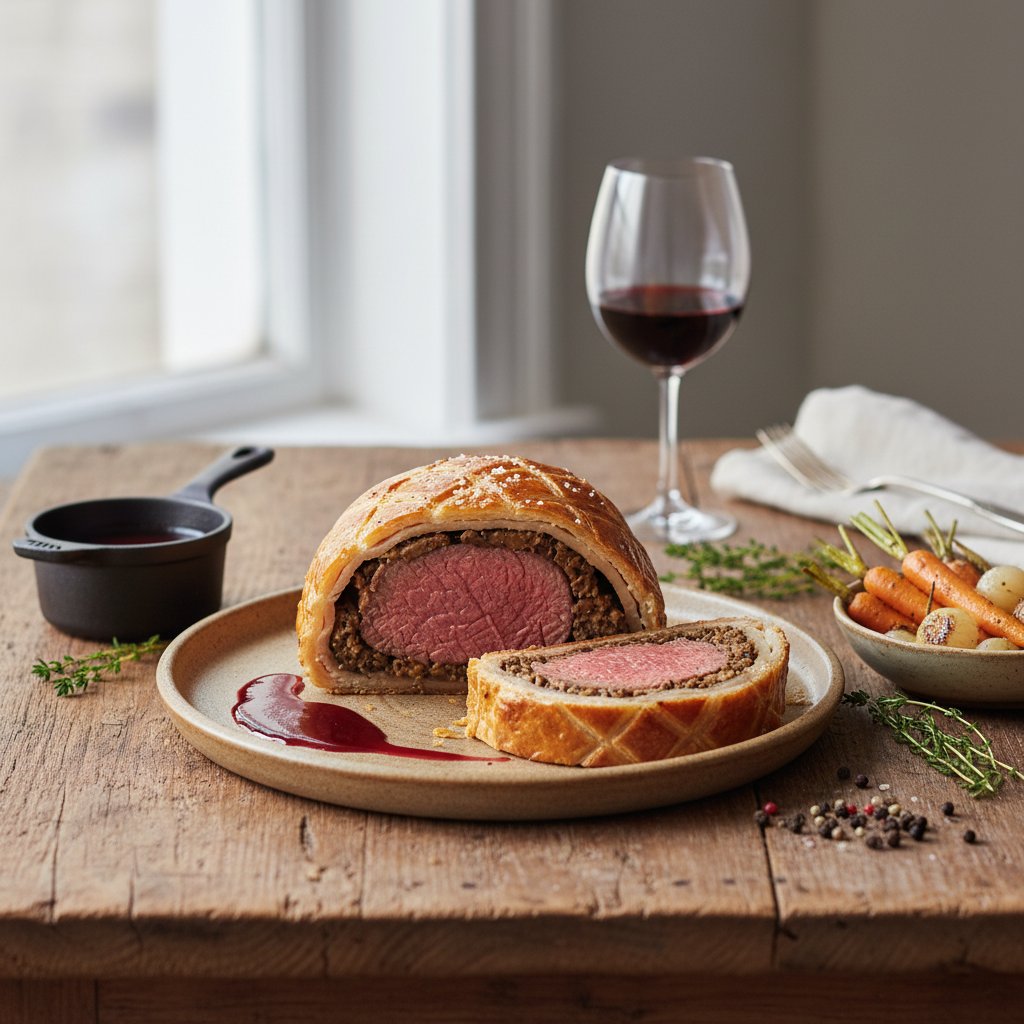 Hearty Beef Wellington with Red Wine Sauce