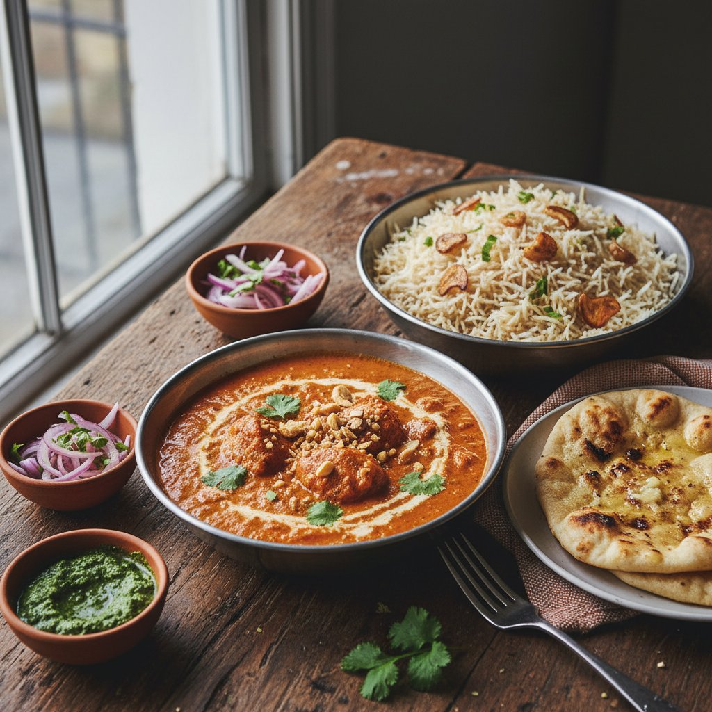 Hearty Indian Butter Chicken with Garlic Basmati Rice