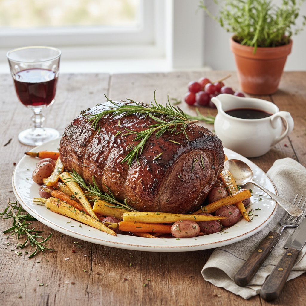 Hearty Italian Sunday Roast with Rosemary and Red Wine