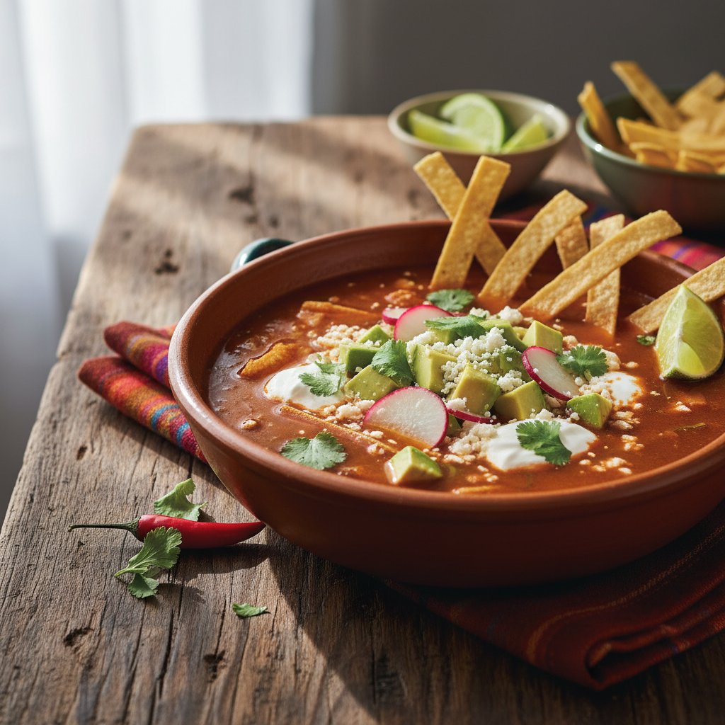 Hearty Mexican Tortilla Soup with Avocado